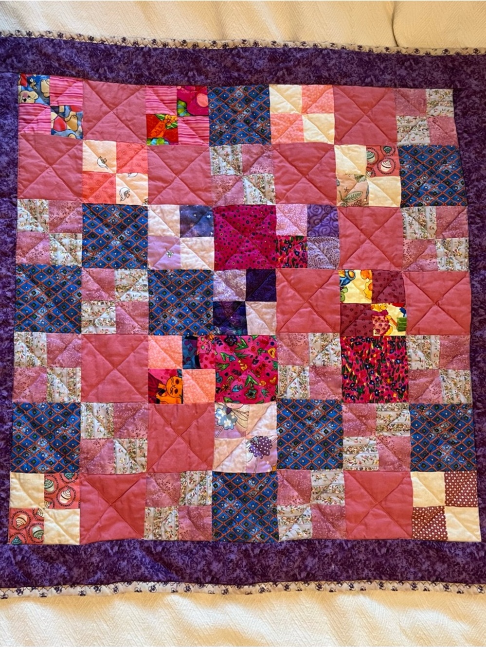 Patchwork Pink and Purple Handmade Quilt
